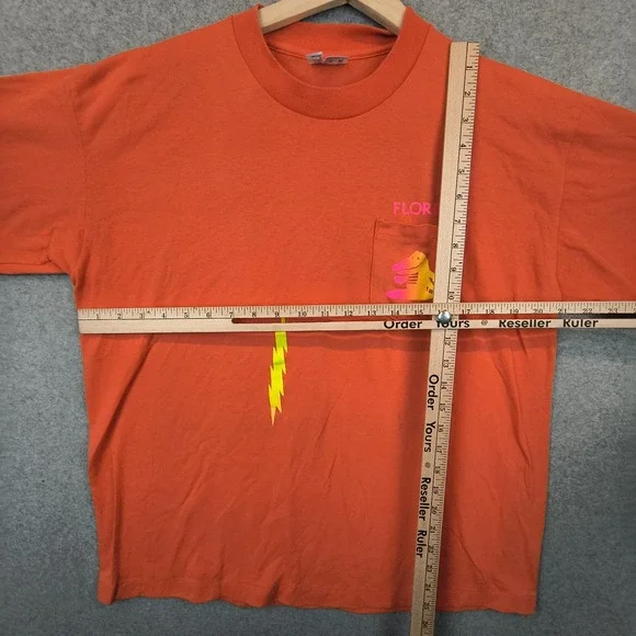 Vintage Florida Alligator Shirt Mens XL Orange Single Stitch Lightning Bolt 80s - Picture 7 of 9
